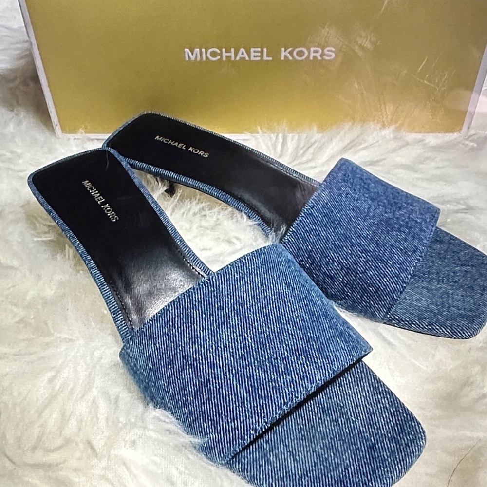 Michael Kors Denim Blue Slide Sandals